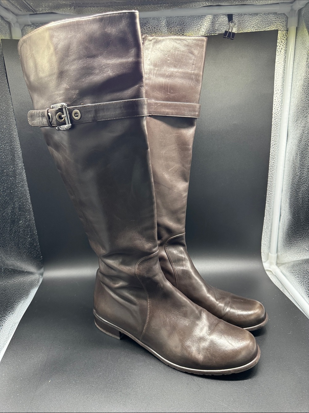 Stuart Weitzman Over-the-Knee Buckle Boots in Brown Sz 10